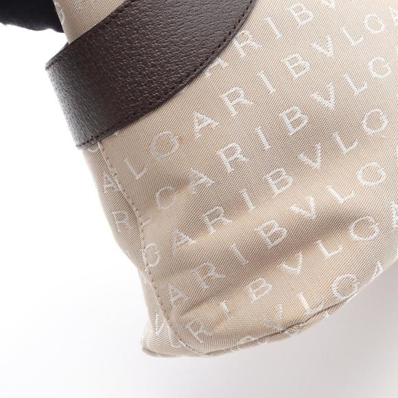 Bvlgari Logomania Handbag Canvas Leather Beige Brown - Picture 7 of 8